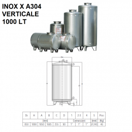 SERBATOIO DI ACCIAIO INOX X A304 VERTICALE | 1000 LT | CORDIVARI