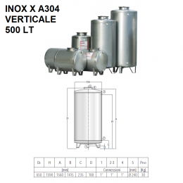 Serbatoi di acciaio inox X A304 verticali |500 LT | Cordivari