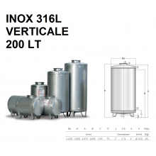 SERBATOIO ACCIAIO INOX X 316L VERTICALE DA 200 LT | CORDIVARI