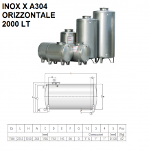 SERBATOI IN ACCIAIO INOX X A304 ORIZZONTALI| 2000 LT |CORDIVARI