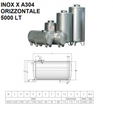 SERBATOI IN ACCIAIO INOX X A304 ORIZZONTALI | 5000 LT | CORDIVARI