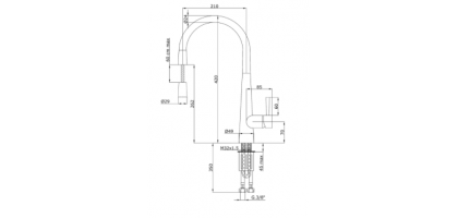 MISCELATORE MONOCOMANDO LAVELLO CON LEVA LATERALE BOCCA GIREVOLE E DOCCIA ESTRAIBILE |FROMAC DESIGN