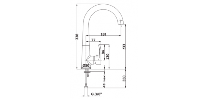 MISCELATORE MONOCOMANDO LAVELLO CON LEVA LATERALE BOCCA GIREVOLE canna semi ombrello |FROMAC 