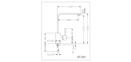 MISCELATORE quadro MONOCOMANDO LAVELLO CON LEVA LATERALE E BOCCA GIREVOLE |FROMAC SERIE DESIGN