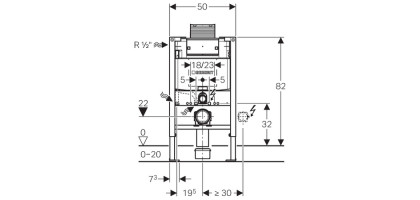 DUOFIX GEBERIT PER WC SOSPESO- CON CASSETTA Omega 12cm "sottofinestra"