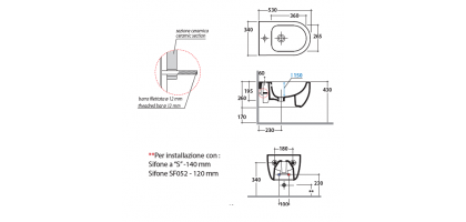 BIDET 53.34 SOSPESO SANITARI BAGNO bianco GLOBO MODE