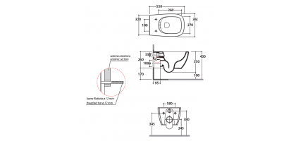 VASO SOSPESO 55.36  senza brida PER WC ARREDO BAGNO GLOBO Genesis