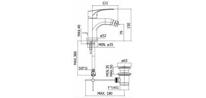 MISCELATORE BIDET MONOCOMANDO con piletta 1" 1/4 |PAFFONI LIME 