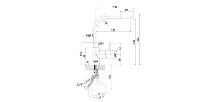 MISCELATORE INOX LAVELLO CON DOCCETTA MONOGETTO ESTRAIBILE |PAFFONI STEEL