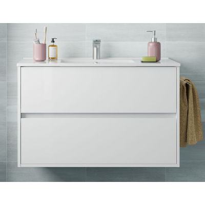 MOBILE BAGNO CON LAVABO IN PORCELLANA BIANCO | TULLE