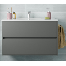 MOBILE BAGNO CON LAVABO IN PORCELLANA GRIGIO OPACO | TULLE