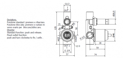 MISCELATORE A INCASSO con deviatore |TEOREMA LIFESTYLE (COD. 03117  + 9S017)