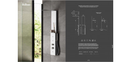 PANNELLO 3 VIE IN ACCIAIO INOX FRONTALE BIANCO OPACO CON MENSOLA BILBAO