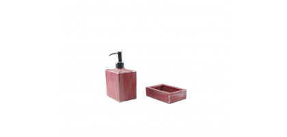 SET BAGNO DISPENSER + PORTA SAPONE | SERIE RETTANGOLARE ROSSO
