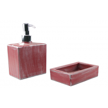 SET BAGNO DISPENSER + PORTA SAPONE | SERIE RETTANGOLARE ROSSO