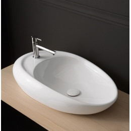 LAVABO BIANCO IN CERAMICA LAVANDINO SCARABEO MOAI 