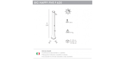 DOCCIA SOLARE BIG HAPPY FIVE F 620 DA GIARDINO e PISCINA [con lavapiedi] 36lt