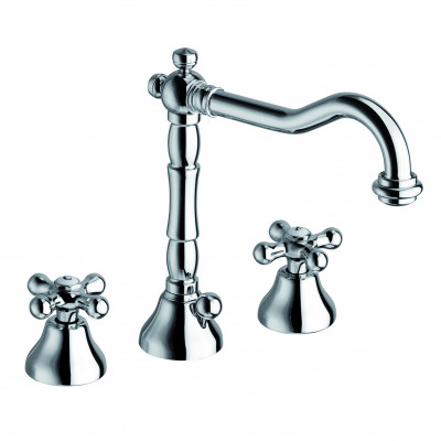 BATTERIA LAVABO 3 FORI CON CANNA RETRO' E SCARICO SERIE LEONARDO LA TORRE