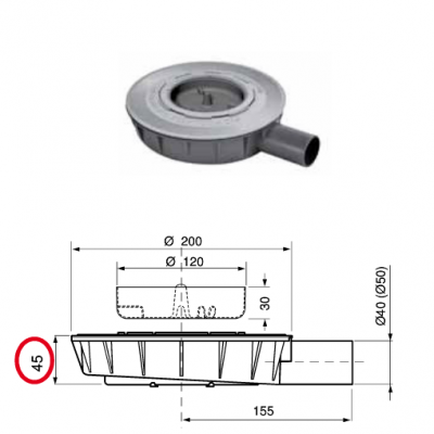 PILETTA  | minidrain per "CANALISSIMA" BONOMINI D.50