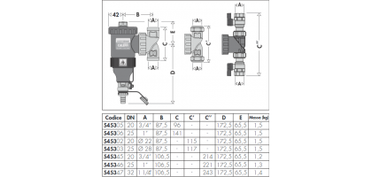 DEFANGATORE CALEFFI 545306 DIRTMAG CON MAGNETE 1"- corpo in tecnopolimero