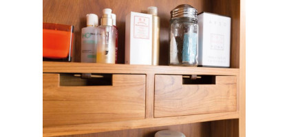 SPECCHIO CONTENITORE IN TEAK NATURALE PURO MIRROR CABINET