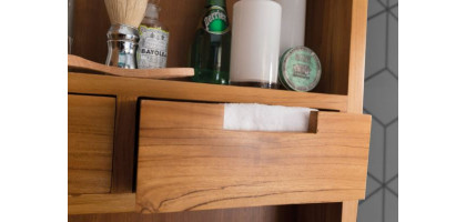 SPECCHIO CONTENITORE IN TEAK NATURALE PURO MIRROR CABINET