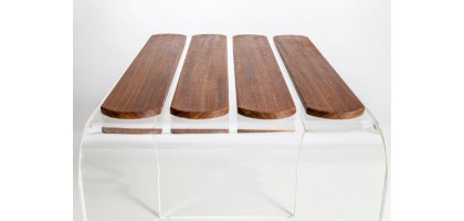 SGABELLO DOCCIA CON SEDUTA IN TEAK NATURALE E PLEXIGLASS