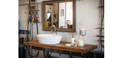 TOP PER LAVABO PERFETTO IN TEAK LISTELLARE PREPARATO E CERATO VARIE MISURE 