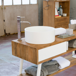 LAVABO D'APPOGGIO TONDO PER BAGNO TRABOCCHETTO BIANCO