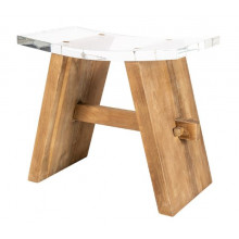 SGABELLO IN TEAK NATURALE E PLEXIGLASS ZEN CLEAR STOOL