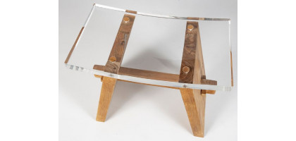SGABELLO IN TEAK NATURALE E PLEXIGLASS ZEN CLEAR STOOL