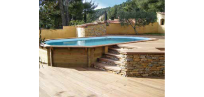 PISCINA FUORITERRA IN LEGNO ONDA NEW 537 mt 5,37 x 4,96 x h 1,16 