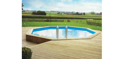 PISCINA FUORITERRA IN LEGNO ONDA NEW 537 mt 5,37 x 4,96 x h 1,16 