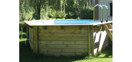 PISCINA FUORITERRA IN LEGNO ONDA NEW 537 mt 5,37 x 4,96 x h 1,16 