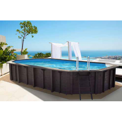 PISCINA FUORI TERRA IN LEGNO OTTAGONALE WEVA 800|cm 843 x 489 h146