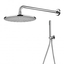 KIT DOCCIA SANICRO soffione tondo Ø25cm, braccio 40cm, presa acqua, flessibile con duplex