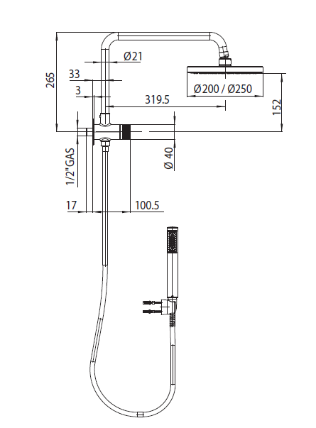 Estensione soffione doccia, prolunga doccetta in acciaio inox, braccio doccia montato a parete, per soffione doccia, braccio prolunga doccia, filettatura G1/2