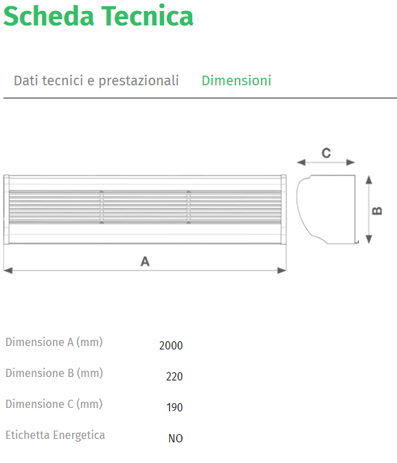 scheda tecnica barriera d aria vortice 2000 ad 