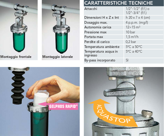 DOSATORE POLIFOSFATI GEL  FILTRO CALDAIA DOSAPHOS DIMA GIREVOLE