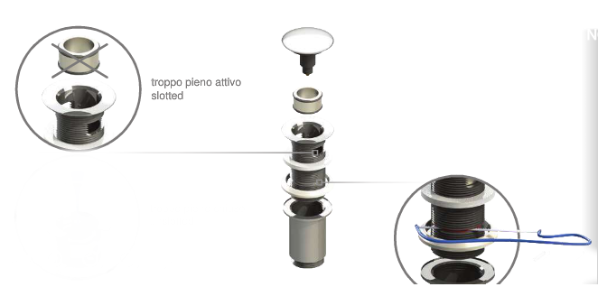 Piletta click-clack senza troppo pieno 1 1/4 - Hydro Thermo Store