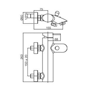 disegno tecnico paffoni berry vasca con duplex