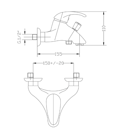 dimensioni rubinettto vasca da bagno fromac eva 