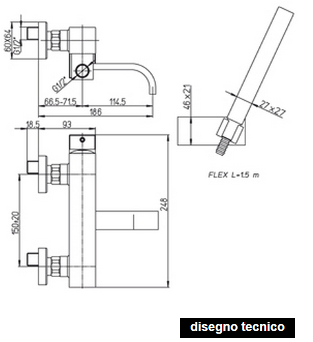 disegno tecnico paini dax vasca