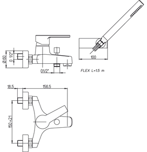 disegno tecnico paini lemans vasca con doccino