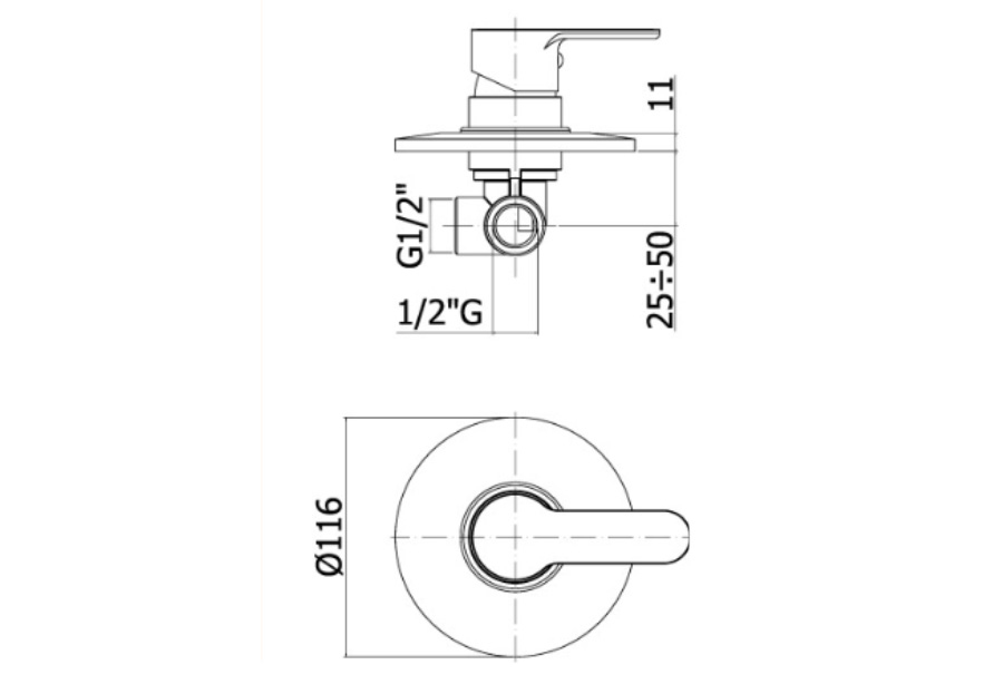 disegno tecnico miscelatore doccia paffoni blu