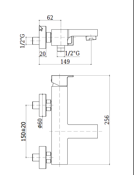 disegno tecnico paffoni elle vasca con doccetta