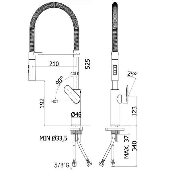 disegno tecnico paffoni candy ca179CRNO