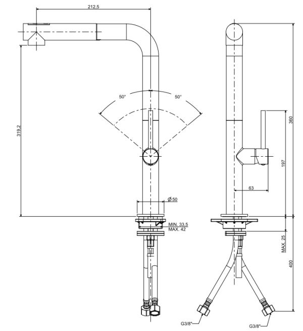 dimensioni rubinetto chef ch985cr