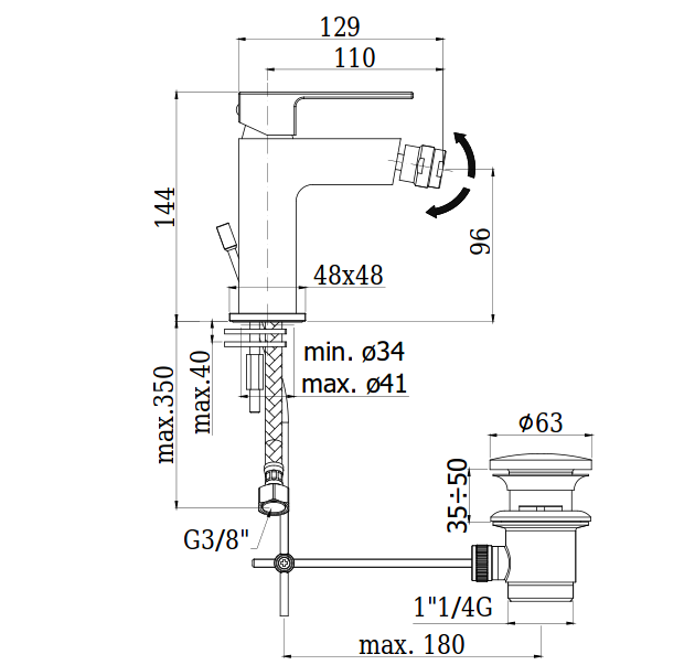 scheda tecnica misure paffoni elle