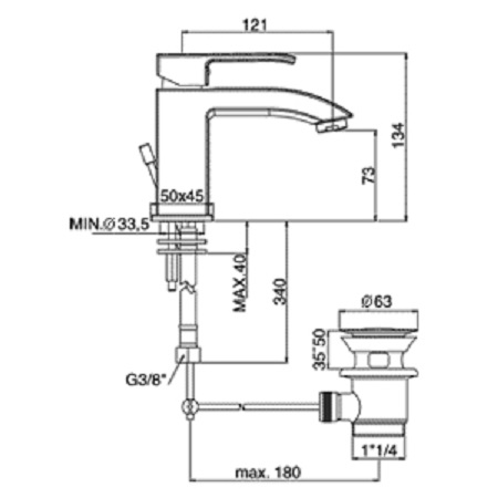 scheda tecnicca paffoni lavabo level